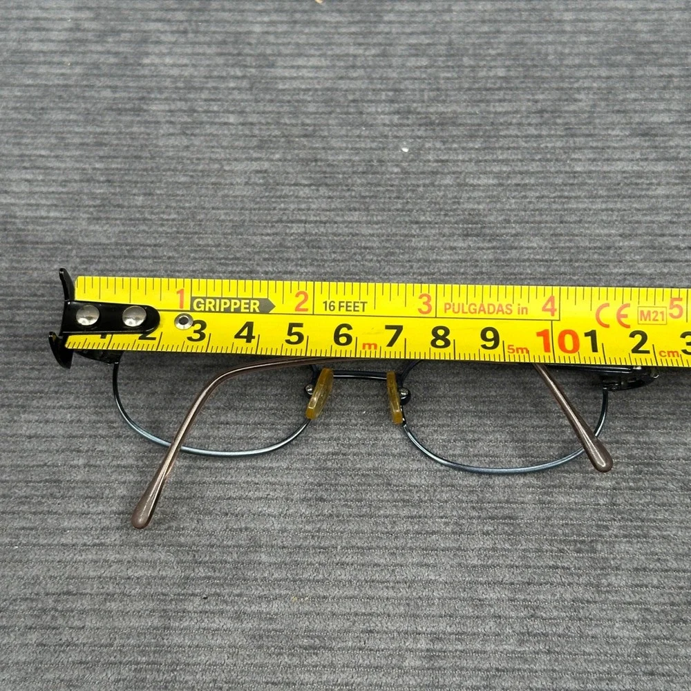 Guess Oval Y2K Eyeglasses Gunmetal Blue Metal Frame Bronze Temples Vintage Style